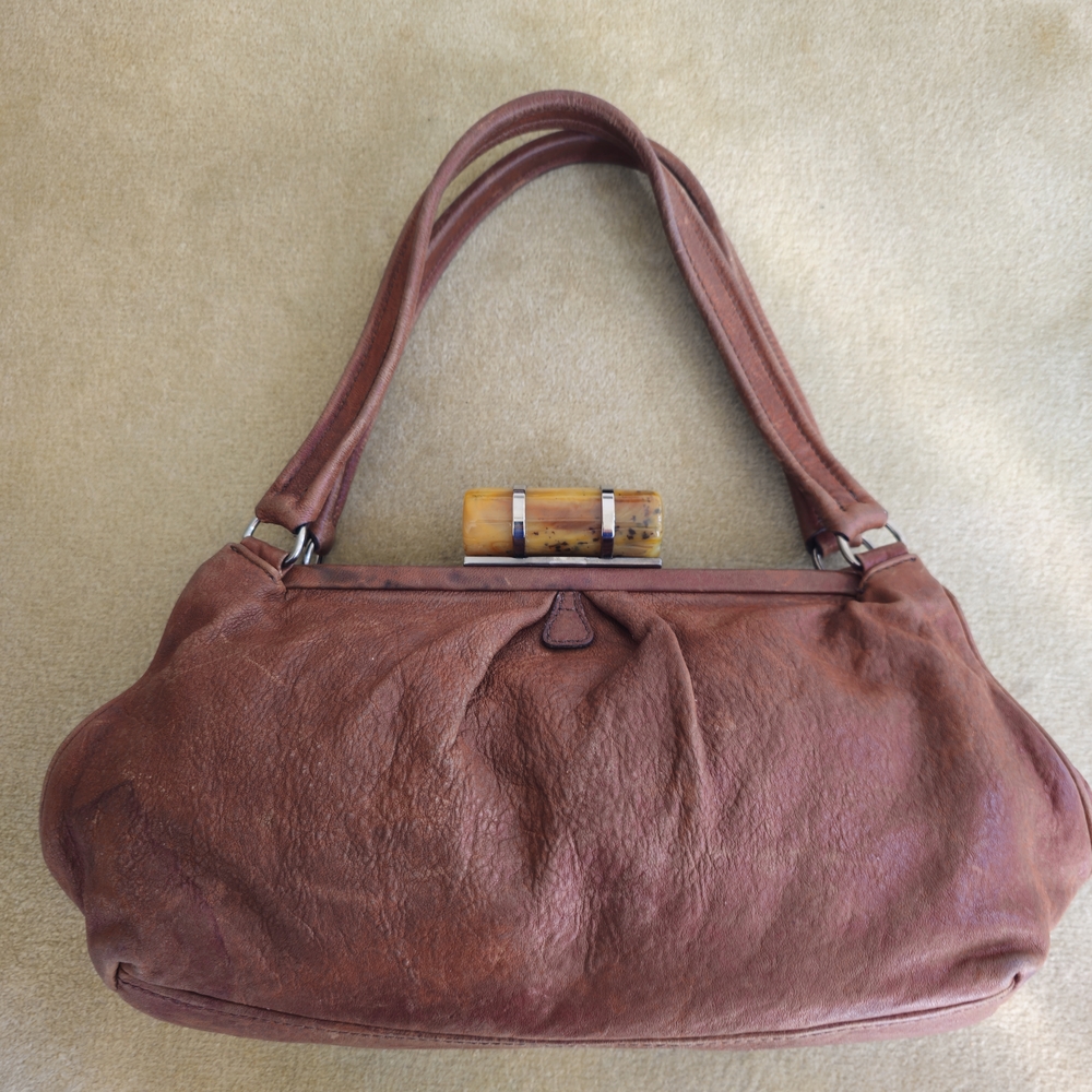 Vintage Miu Miu Brown Leather Shoulder Bag - Early 2000s